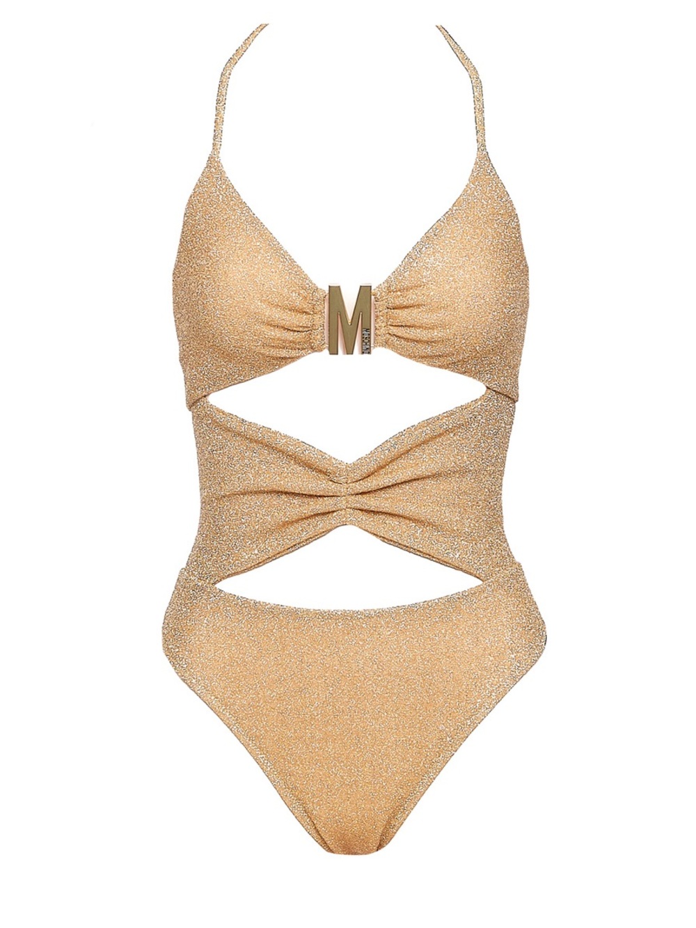 Moschino M Plaque Metallic One Piece Swimsuit